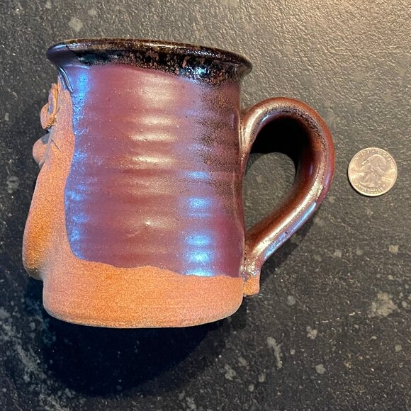Adorable 8 Oz. Pottery Mug, Handcrafted Silly Faces, Vintage - Picture 5 of 9